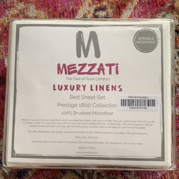 Mezzati Wrinkle Resistant Luxury Linens Bed Sheet Set Ivory California King - Picture 4 of 7